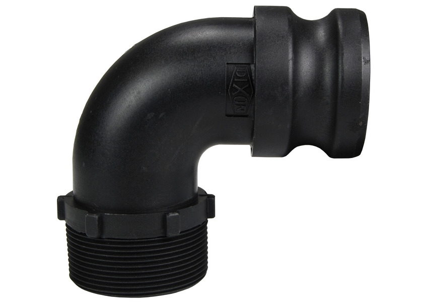 Polypropylene Cam & Groove 90° Adapter x Male NPT Elbow